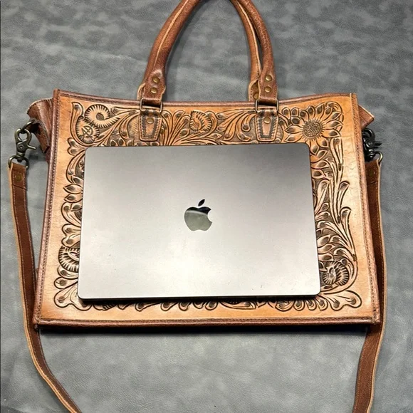American Darling Tan Floral Embossed Shoulder Bag Floral Embossed Tan Leather Shoulder Bag main image 0